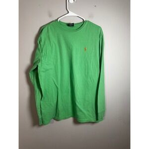 Polo Ralph Lauren Mens Vintage Green Long Sleeve T-Shirt Orange Pony Size L